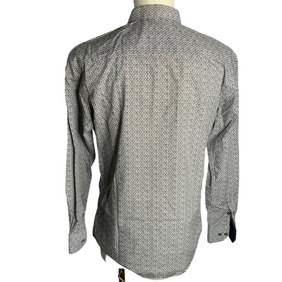 Valiant Button Up Flip Cuff Shirt M Black White Geometric Long Sleeves Cotton - Picture 4 of 7